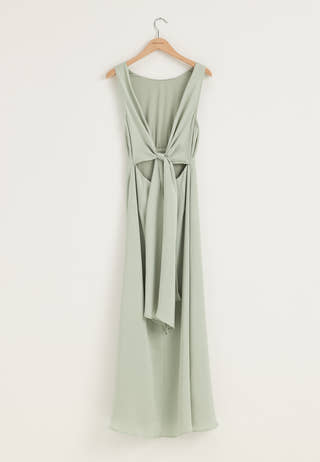 Tie Back Shawl Satin Dress