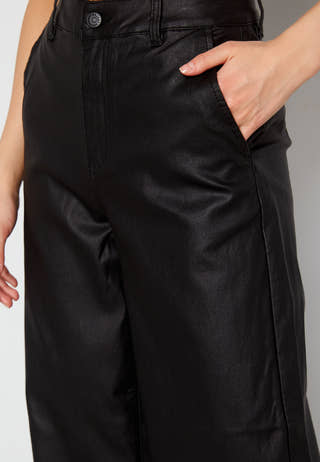 Belle HW Coated Wide Pants