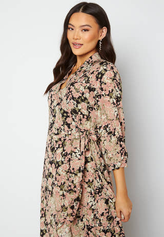 Papaya 3/4 Wrap Long Dress