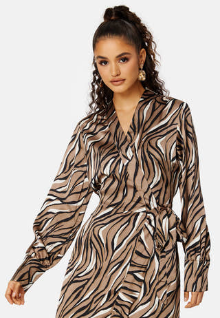 Papaya L/S Wrap Long Dress