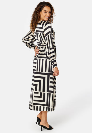 Sateen AOP L/S Wrap Dress