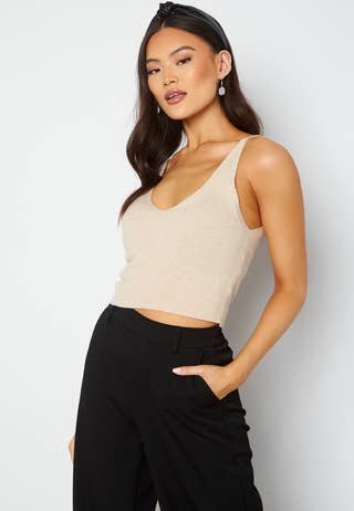 Cozy S/L Cropped Top Knit
