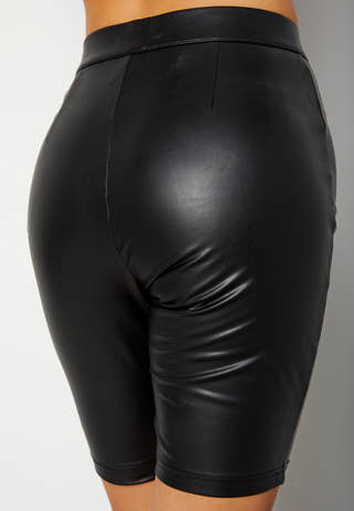 Kaktus Faux Leather Birker Shorts