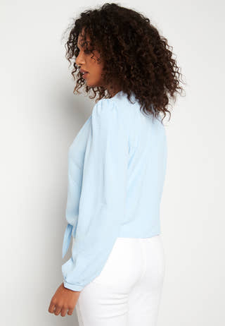 Mette L/S Button Knot Top