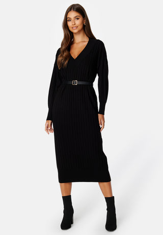 New Tessa L/S Midi V-Neck Dress