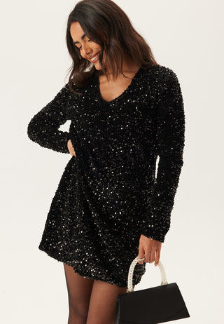 Onlanika Ls Sequins V-neck Dress