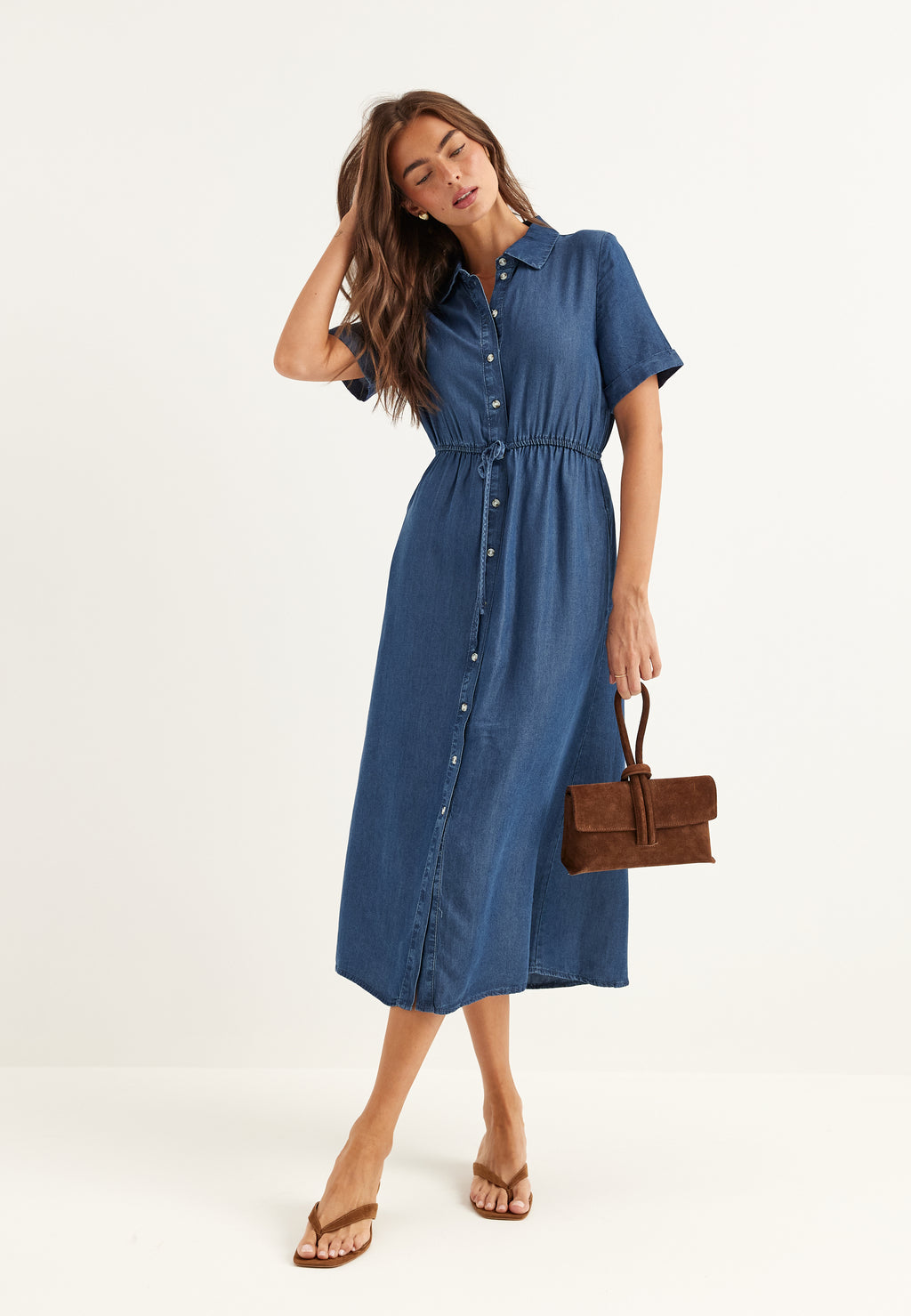 ONLY - Onlcharis Life 2/4 SHIRT DRESS Dark Blue Denim