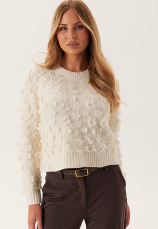 Onlhua Life Ls Flower Detail O-neck Knit