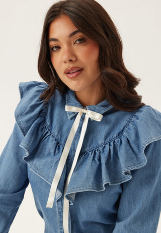 Onlindigo Frill Stud L/S DNM S