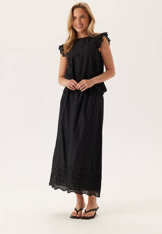 Onllou Life Emb S/S Open Back Top