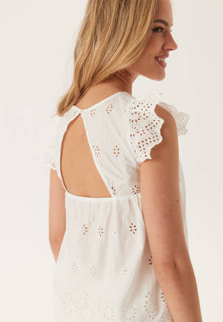 Onllou Life Emb S/S Open Back Top