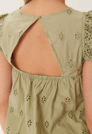 Onllou Life Emb S/S Open Back Top