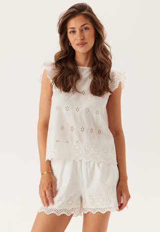 Onllou Life Emb S/S Open Back Top