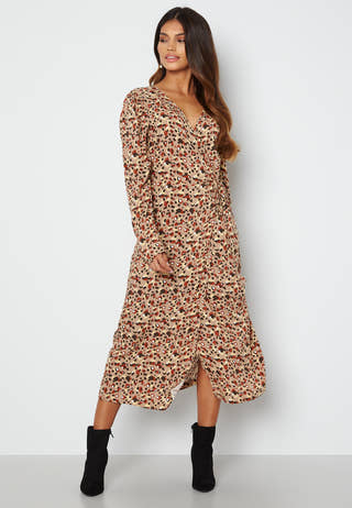 Carly LS Wrap Midi Dress