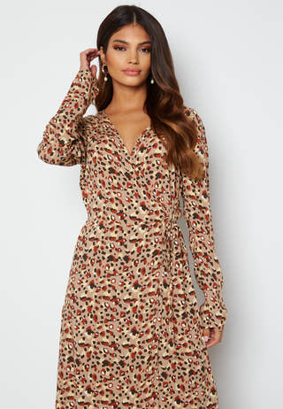 Carly LS Wrap Midi Dress