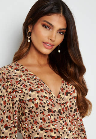 Carly LS Wrap Midi Dress