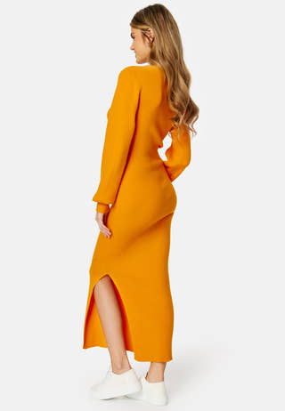 Dicte LS Long Slit Knit Dress