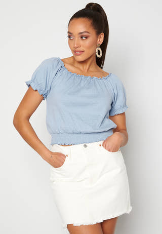 Leaf Ss Cropped Smock Top