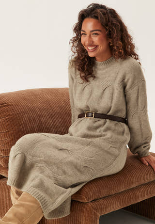 Pcjenna Ls Cable Knit Midi Dre