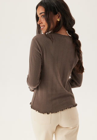 Pcmarie Ls O-neck Poin Top