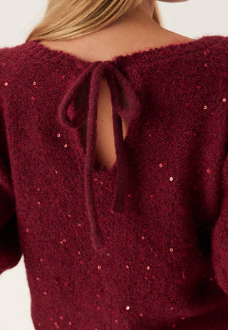 Pcmesva Ss Sequin Tie Back Knit