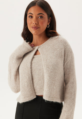 Pcruno Sl O-neck Crop Knit Top