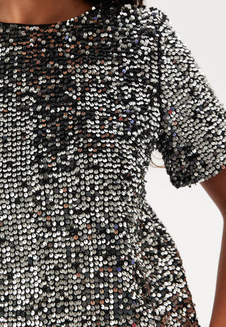 Pcserena Sequin Ss O-neck Top