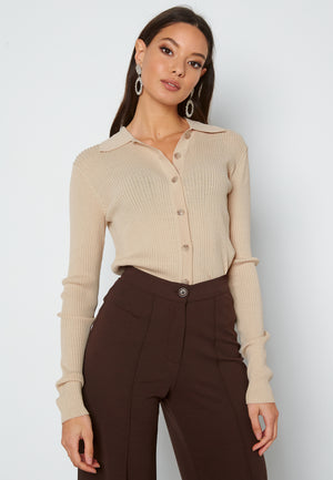 Ally LS Knit Cardigan Poloneck