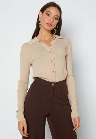 Ally LS Knit Cardigan Poloneck