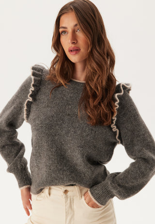 Slfalva Frills Ls Knit O-neck