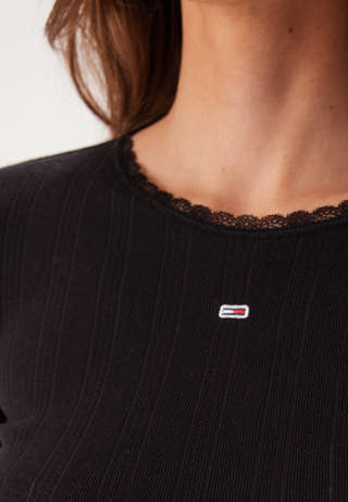 Tjw Slim Pointelle Rib Tee Ls