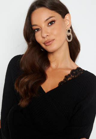 V-Neck Lace Jumper