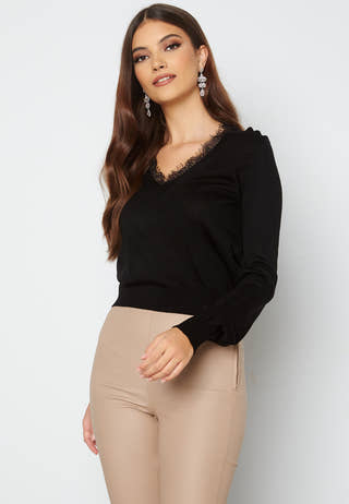 V-Neck Lace Sweater