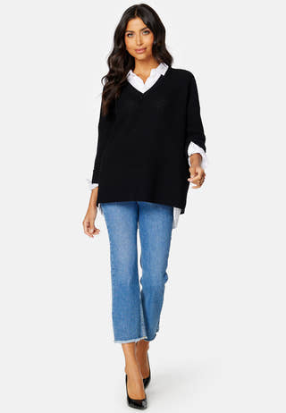 Leanna 3/4 V-Neck Long Blouse