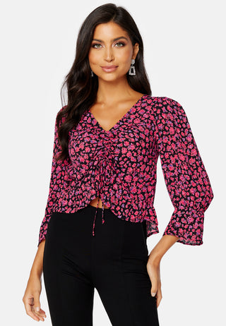 Lyla 3/4 V-Neck Rouching Top