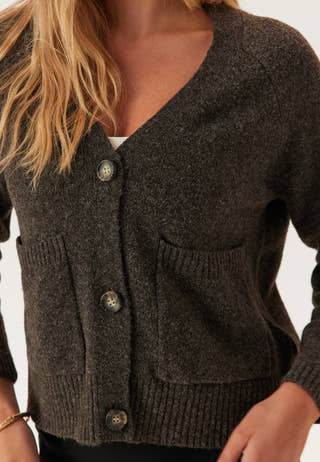 Vmboom Ls V-neck Button Cardig