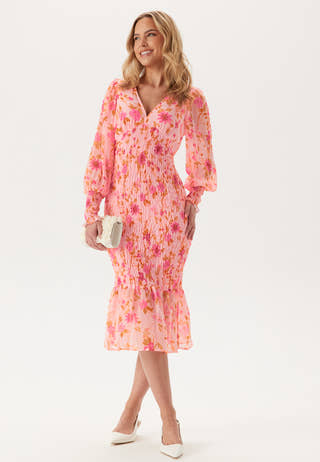 Vmflora Ls V-neck Calf Dress