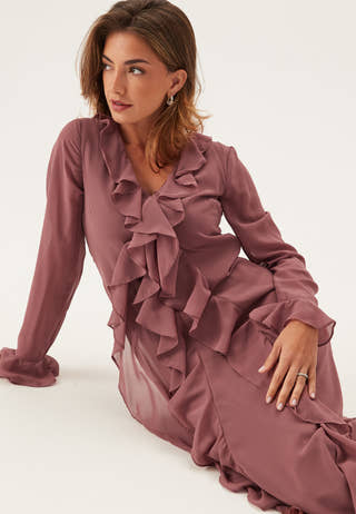 Vmholly Ls Flounce Ankle Dress