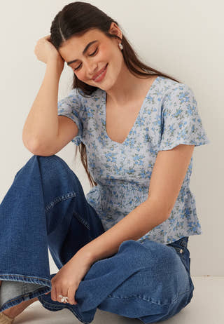 Vmjosie Ss V-neck Short Smock Top