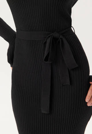 Vmsaba Rib Ls V-neck Belt Dres