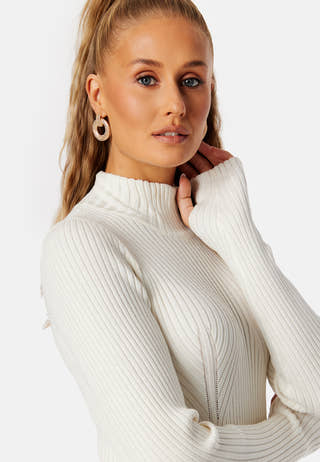 Willow High-Neck Rib Long Blous