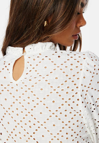 Jasy L/S O-neck Frill Top