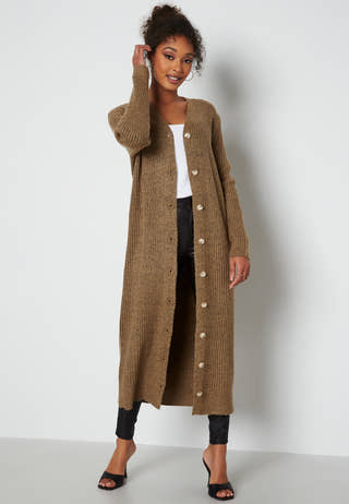 Kemina L/S Long Knit Rib Cardigan