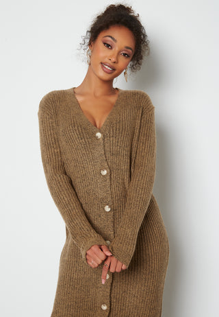 Kemina L/S Long Knit Rib Cardigan