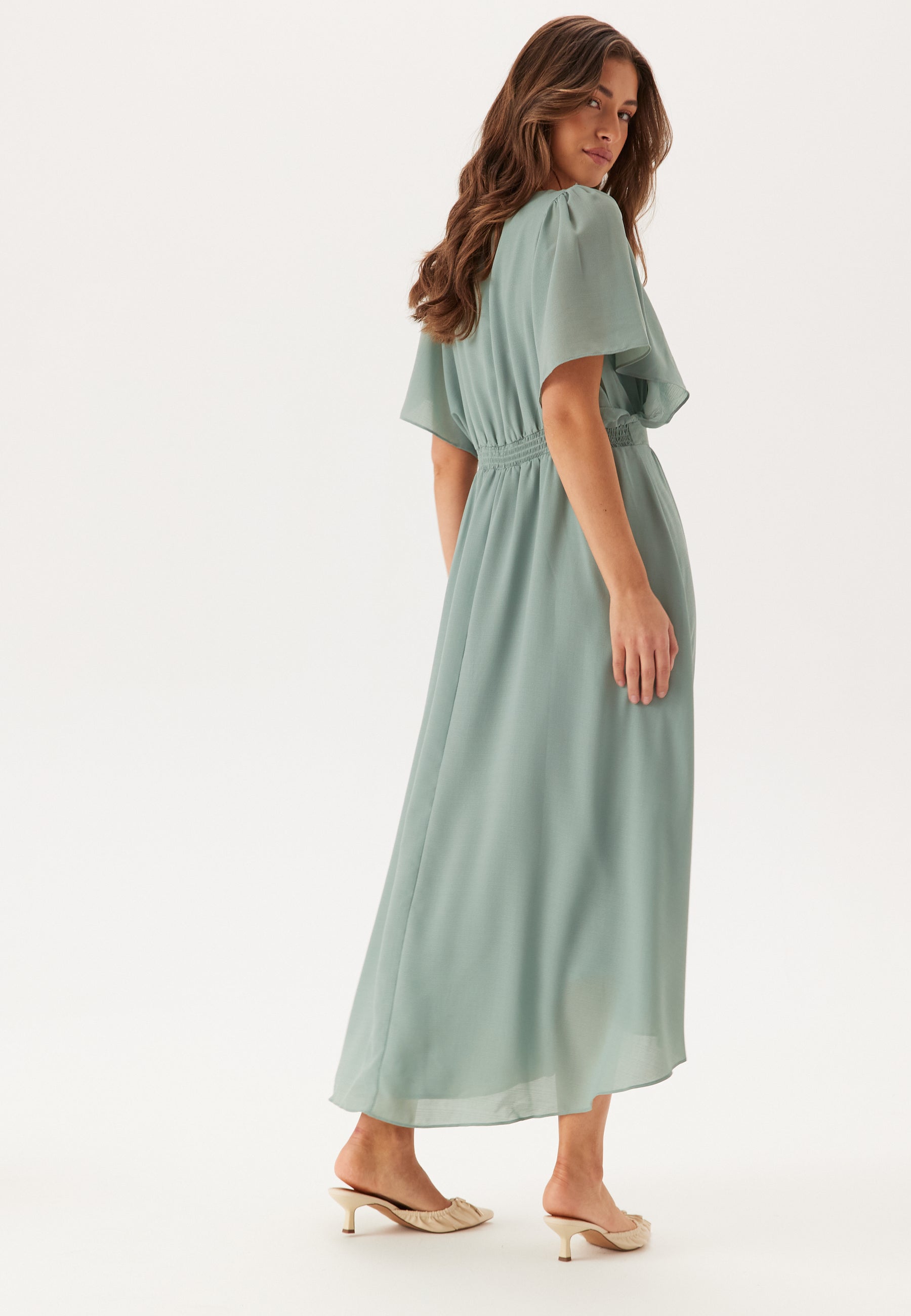 Vila Mirage 2/4 V-Neck Ankle Dress Dresses Green Vila Mirage 2/4 V-Neck Ankle Dress Dresses Green