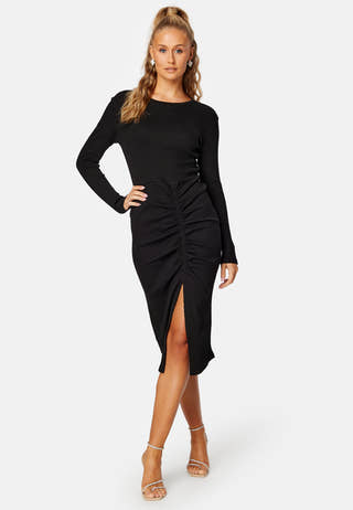 Ribena L/S Slit Midi Dress