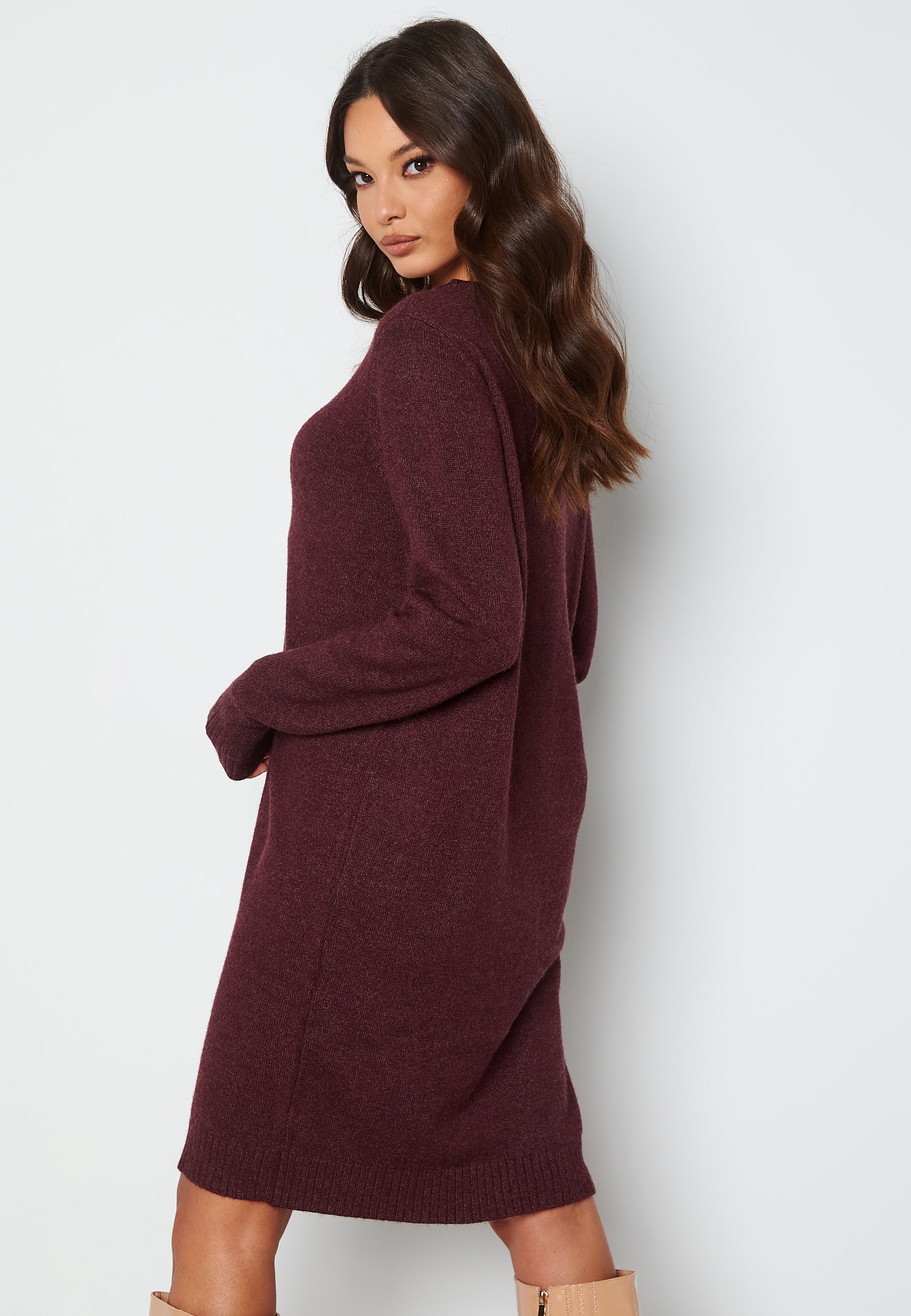 Vila Ril L/S Knit Dress Dresses Red Vila Ril L/S Knit Dress Dresses Red