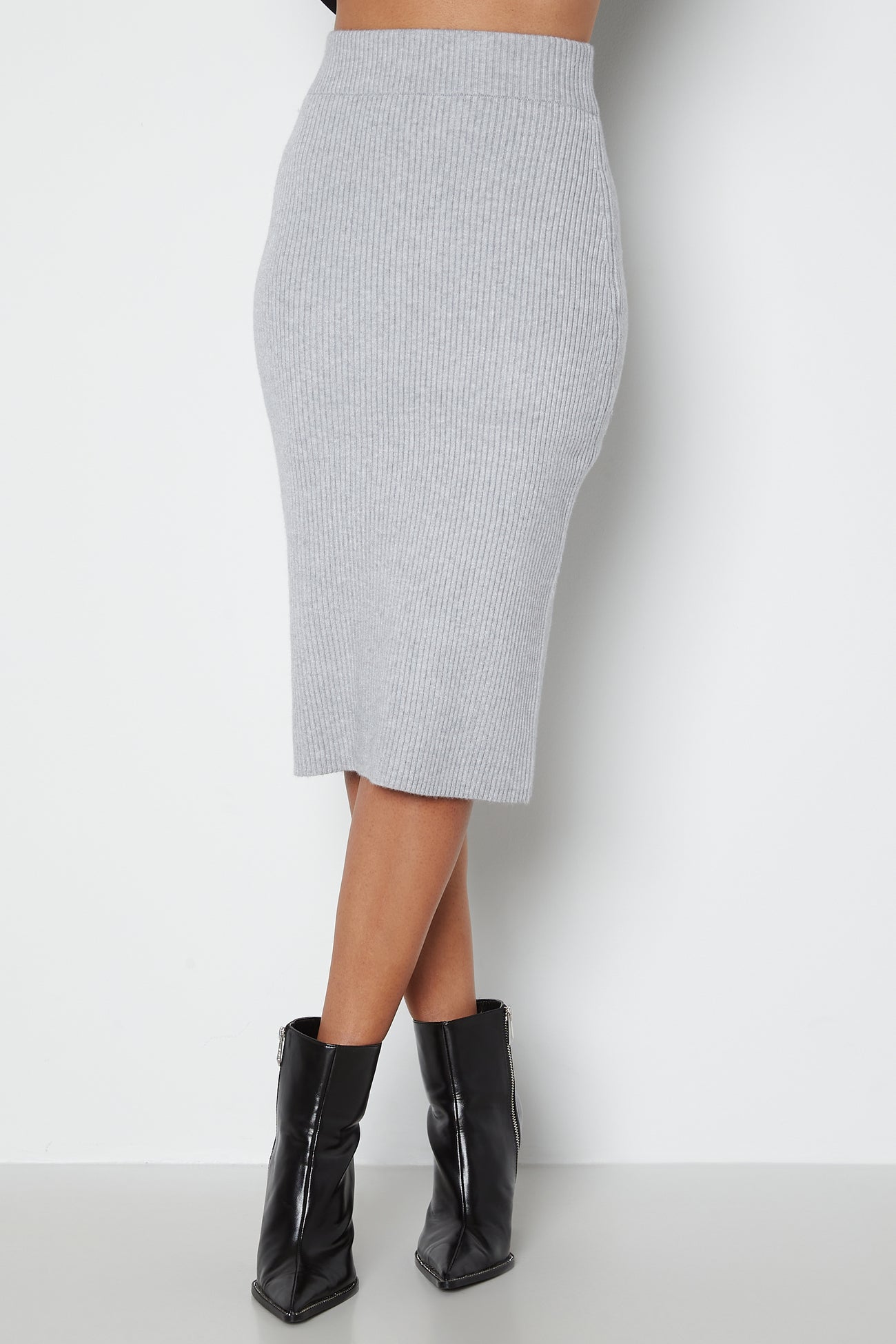 Vila - Ril Pencil HW Knit Skirt - campaign-outlet - Grey