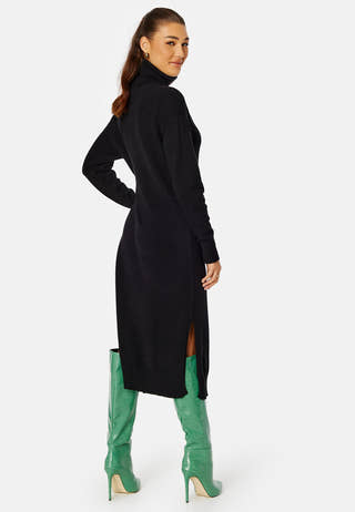 Rill Roll Neck L/S Midi Dress