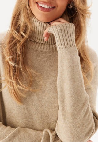 Rill Roll Neck L/S Midi Dress